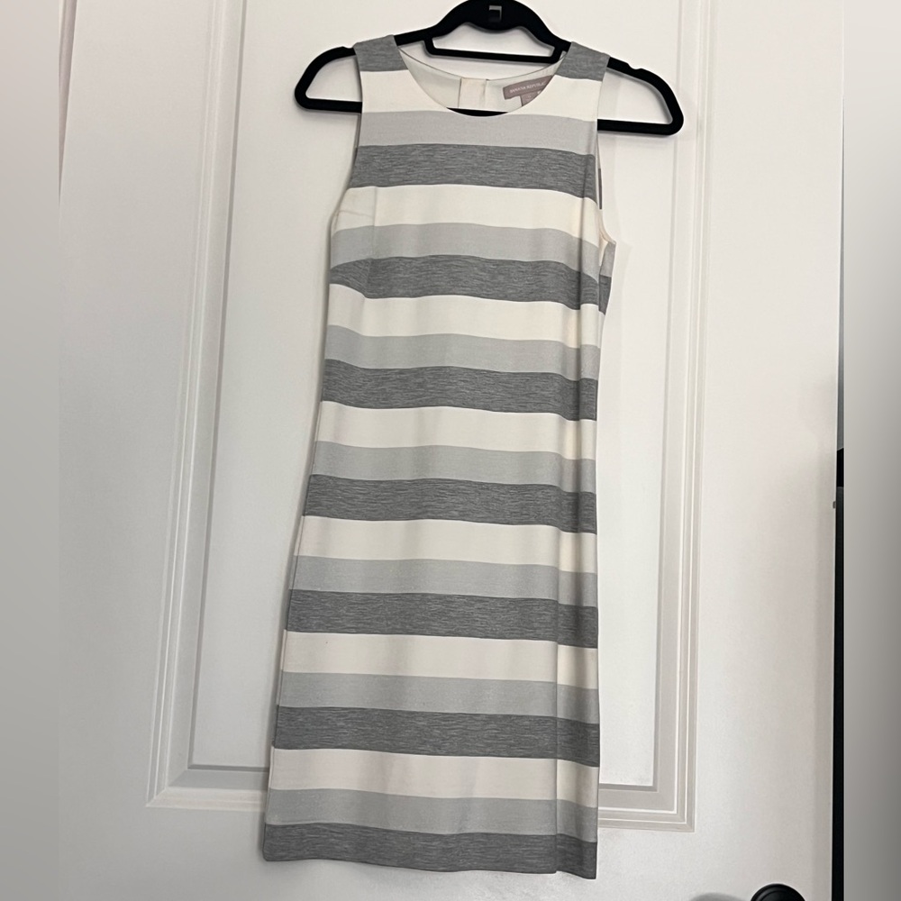 Banana Republic Gray and White Striped Dress